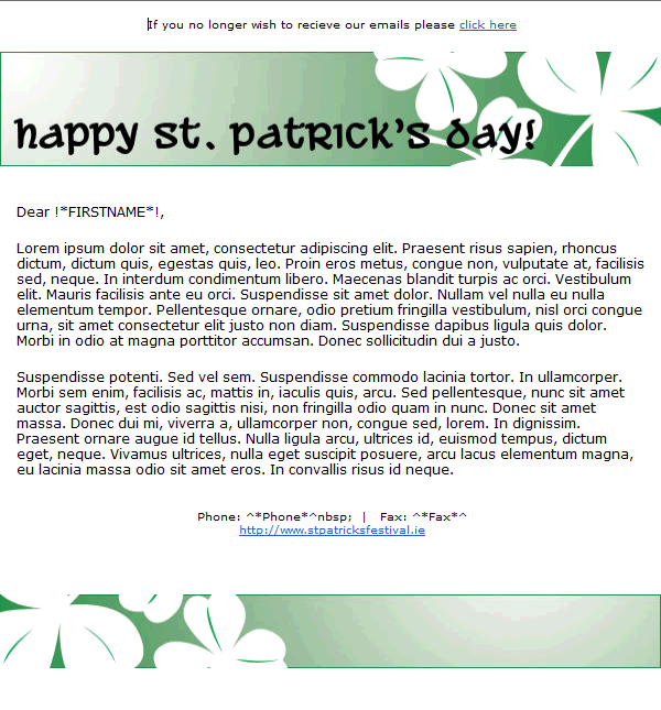 St. Patrick's Day Email Templates